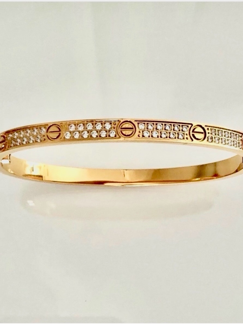 Gold Pavé Small Model Screw Bangle Bracelet